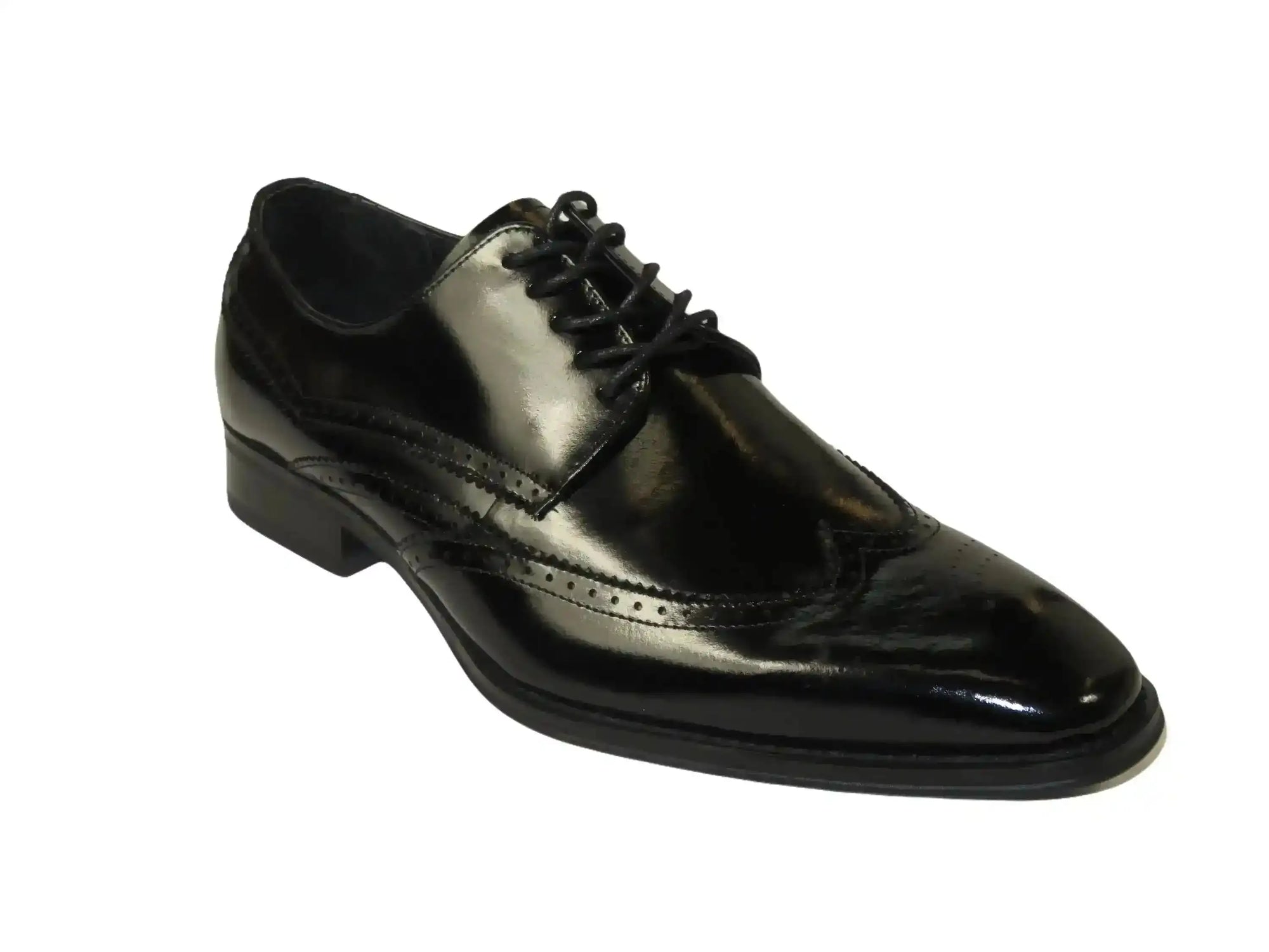 Men's Giovanni Shoes High Quality Leather Wing Tip Derby LINCOLN Black