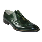 Men's Giovanni Shoes High Quality Leather Wing Tip Derby LINCOLN Green