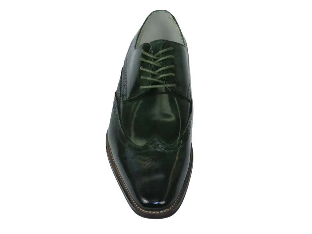 Men's Giovanni Shoes High Quality Leather Wing Tip Derby LINCOLN Green