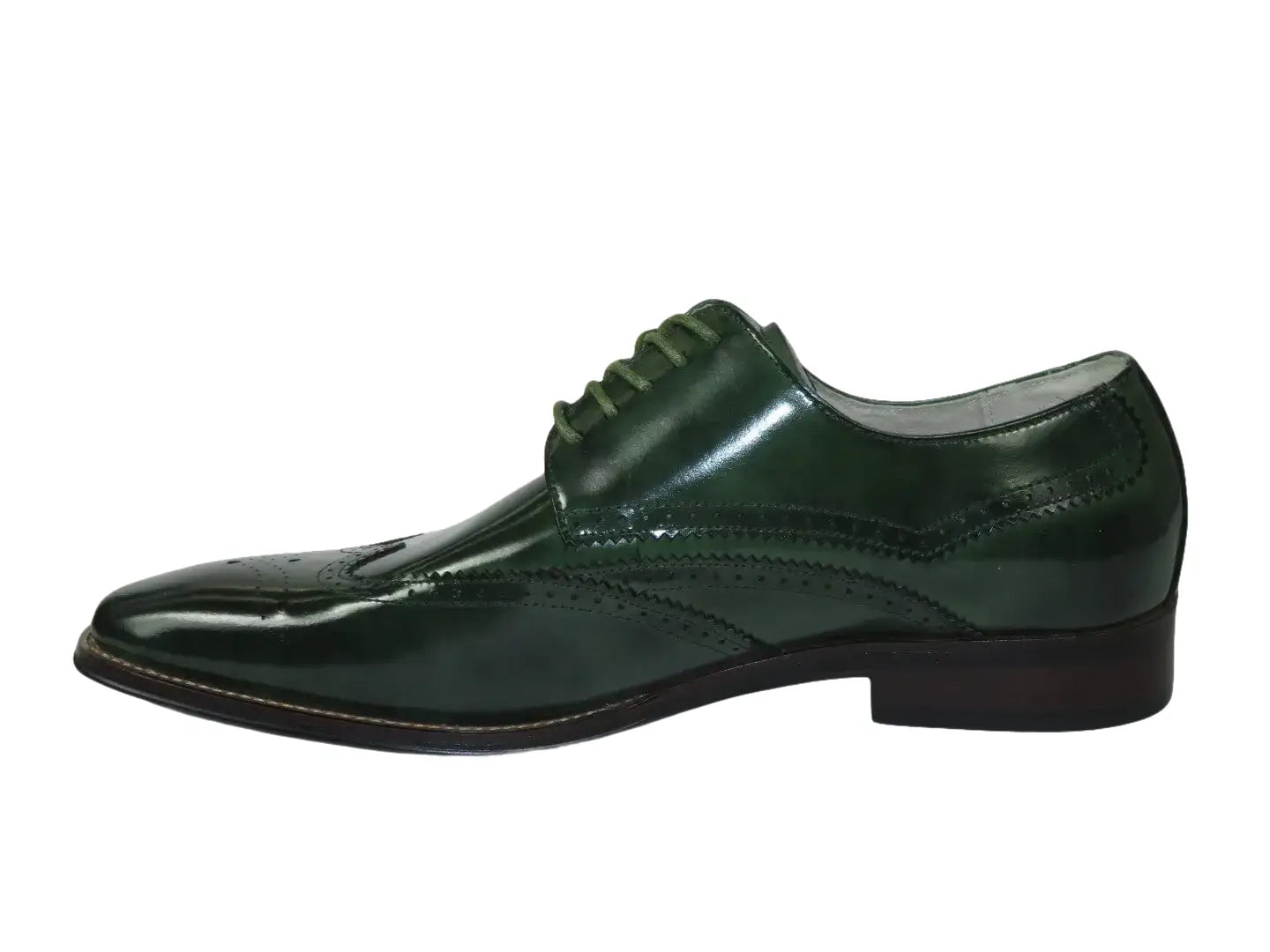 Men's Giovanni Shoes High Quality Leather Wing Tip Derby LINCOLN Green