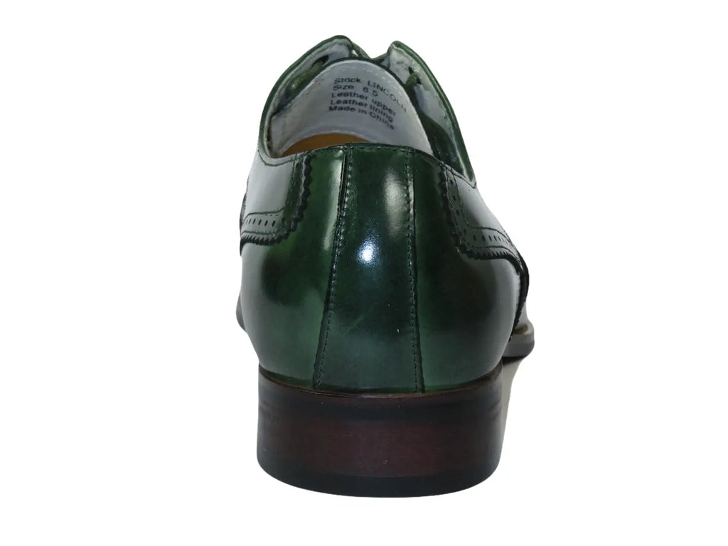 Men's Giovanni Shoes High Quality Leather Wing Tip Derby LINCOLN Green