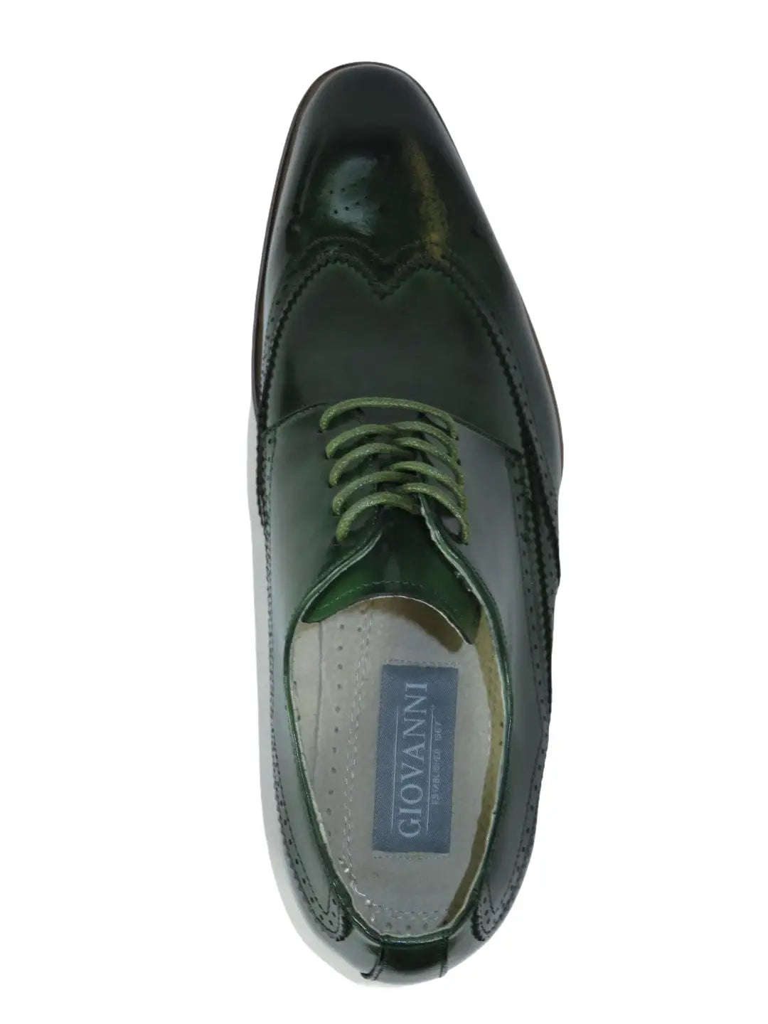 Men's Giovanni Shoes High Quality Leather Wing Tip Derby LINCOLN Green