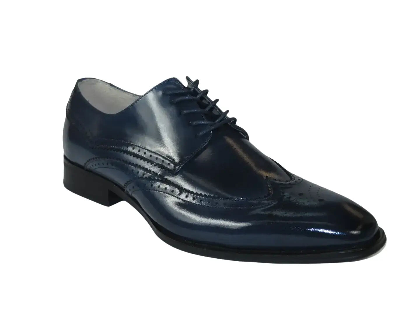Men's Giovanni Shoes High Quality Leather Wing Tip Derby LINCOLN Navy