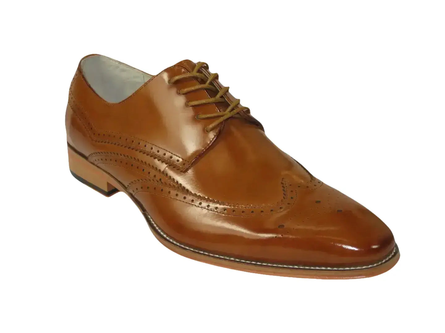 Men's Giovanni Shoes High Quality Leather Wing Tip Derby LINCOLN Tan