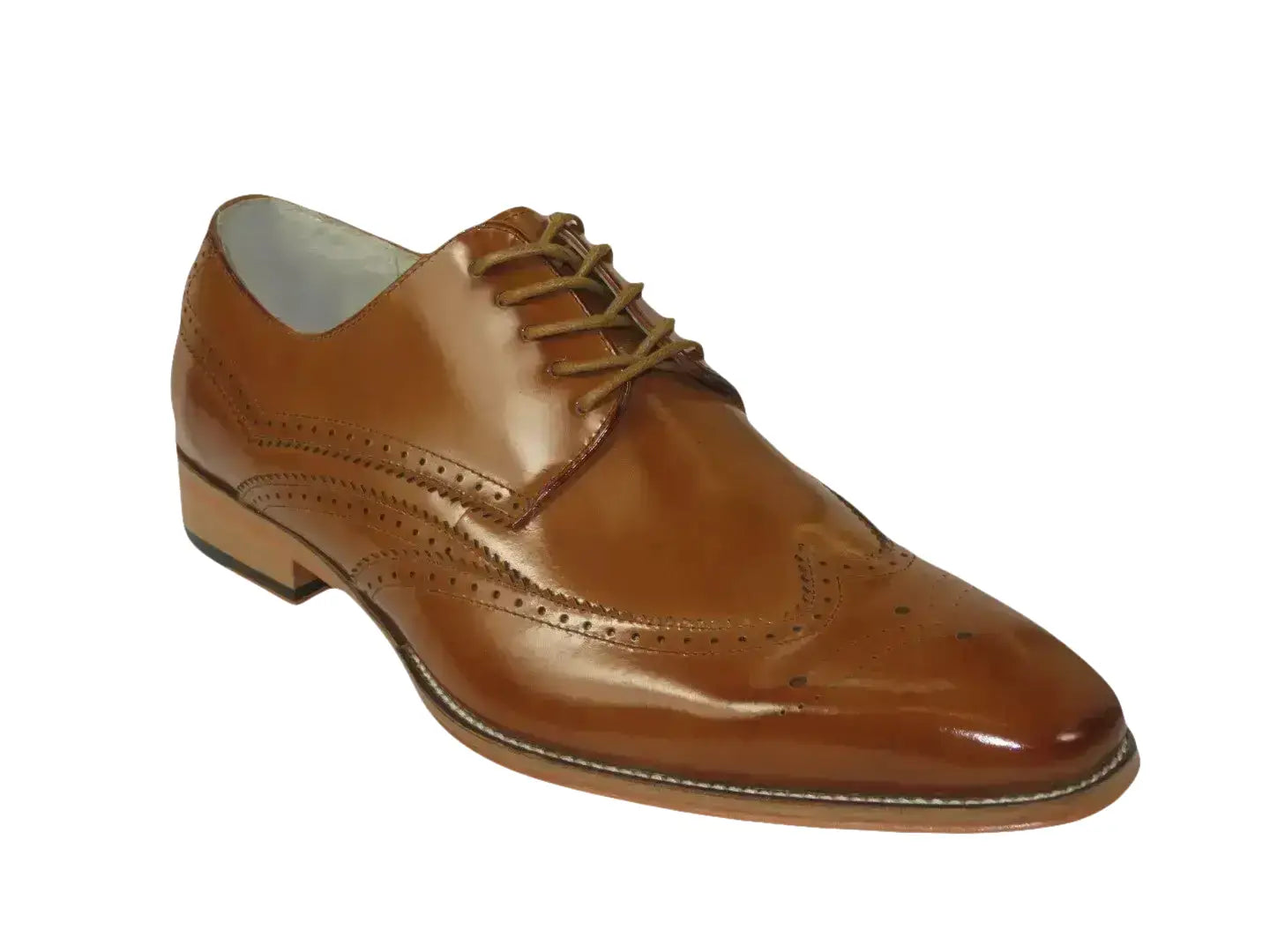 Men's Giovanni Shoes High Quality Leather Wing Tip Derby LINCOLN Tan