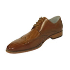 Men's Giovanni Shoes High Quality Leather Wing Tip Derby LINCOLN Tan