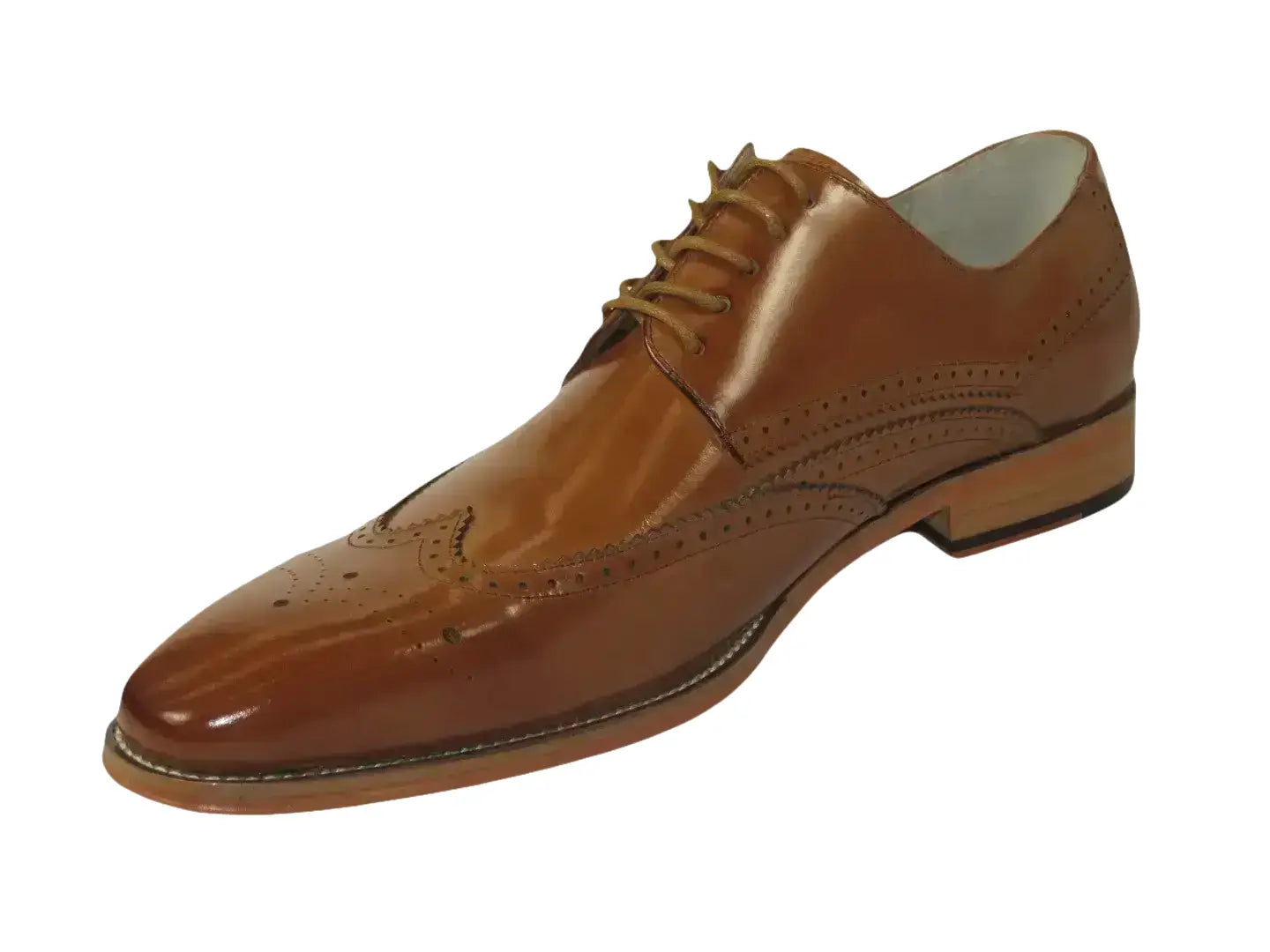 Men's Giovanni Shoes High Quality Leather Wing Tip Derby LINCOLN Tan