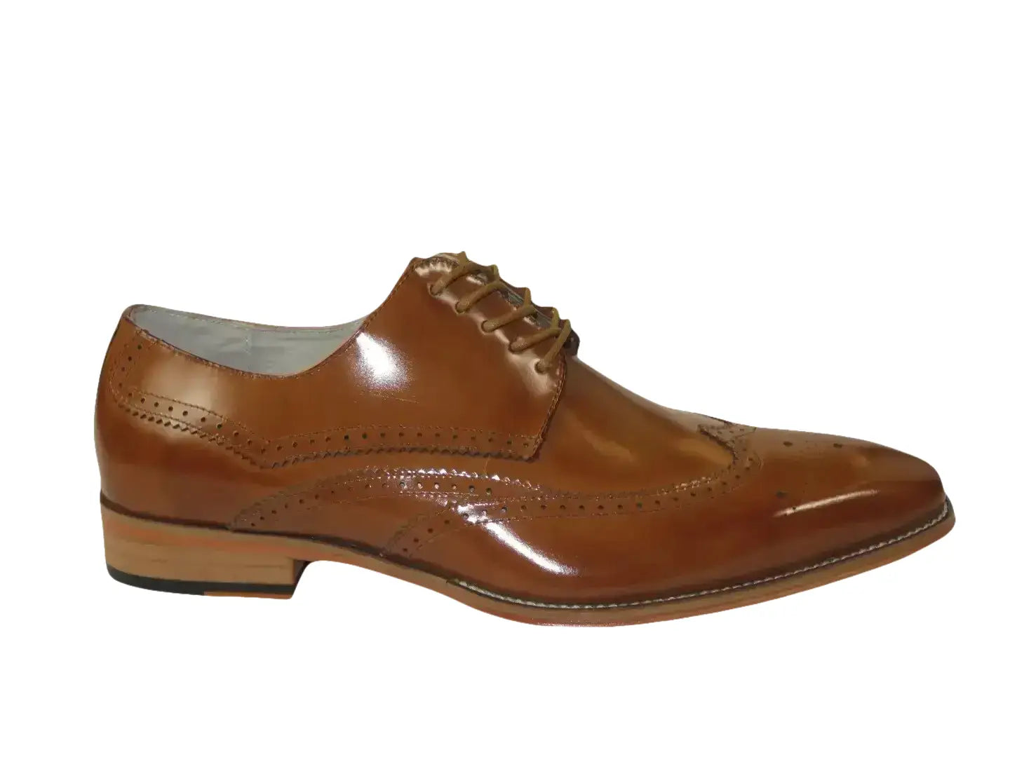 Men's Giovanni Shoes High Quality Leather Wing Tip Derby LINCOLN Tan