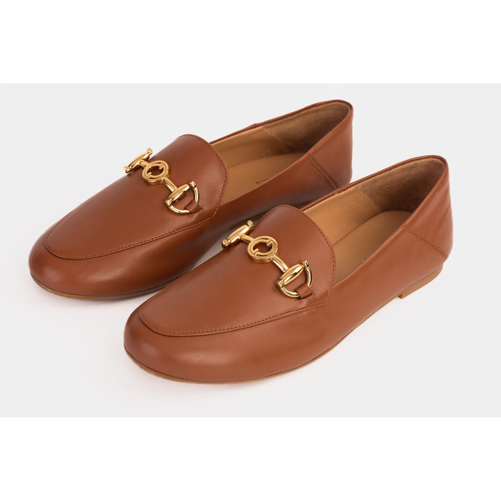 Luanda Tan Leather Women Flat Shoe