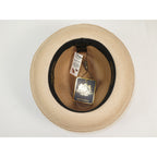 Men's Bruno Capelo Natural Straw Fedora Hat MONOCO MC791 Ivory/Cognac