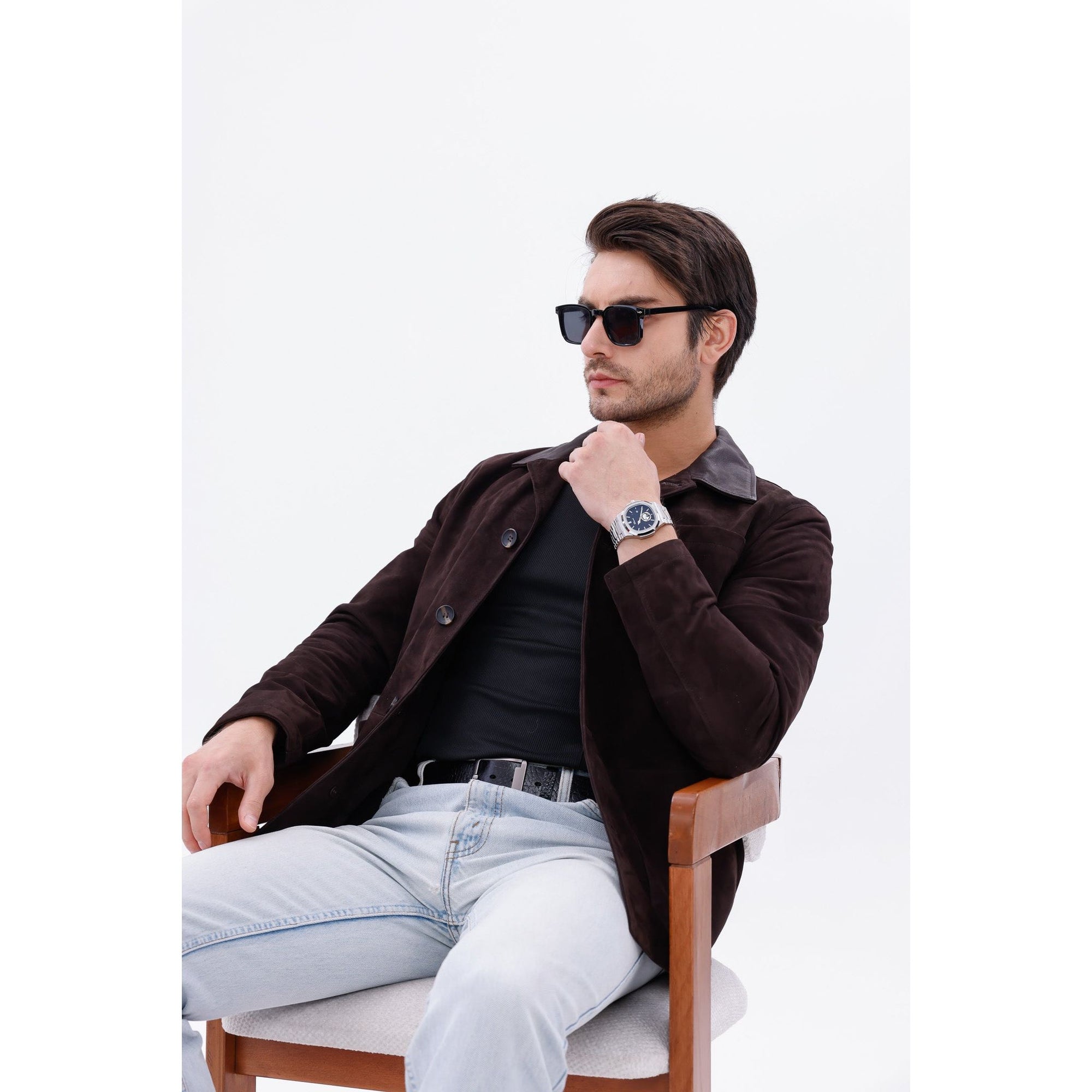 The Matera Suede Brown Leather Men Jacket