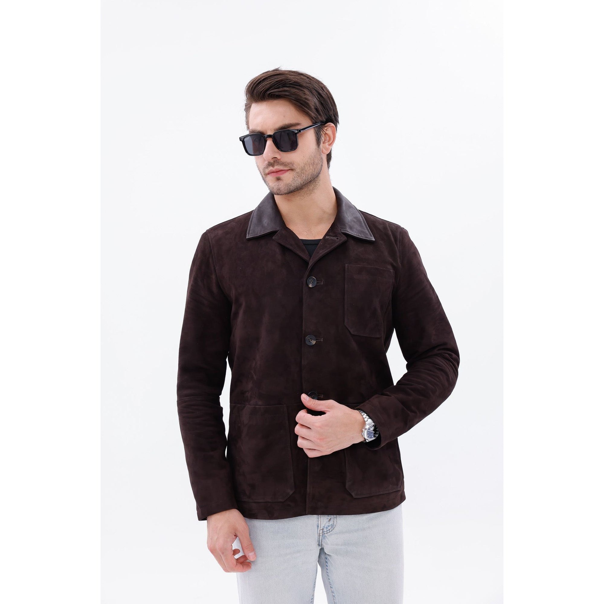 The Matera Suede Brown Leather Men Jacket