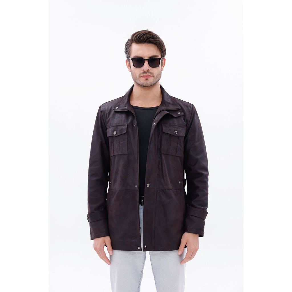 Vinci The Cremona Deep Brown Suede Leather Men Jacket
