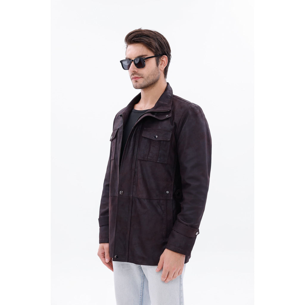 Vinci The Cremona Deep Brown Suede Leather Men Jacket