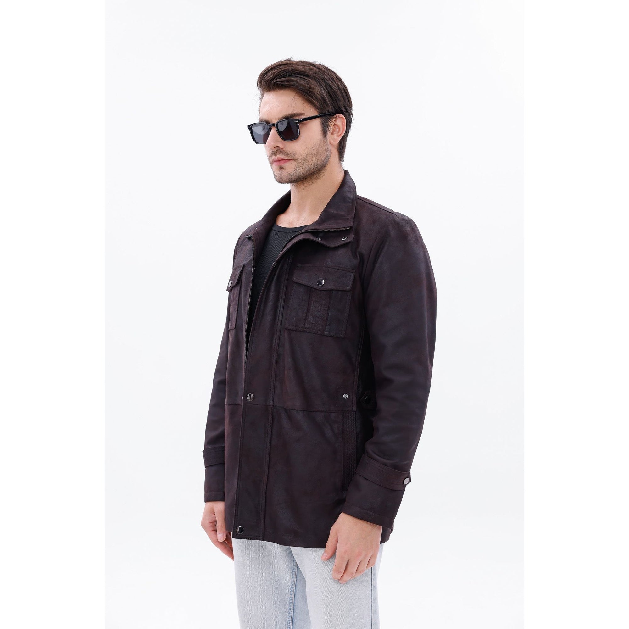 Vinci The Cremona Deep Brown Suede Leather Men Jacket