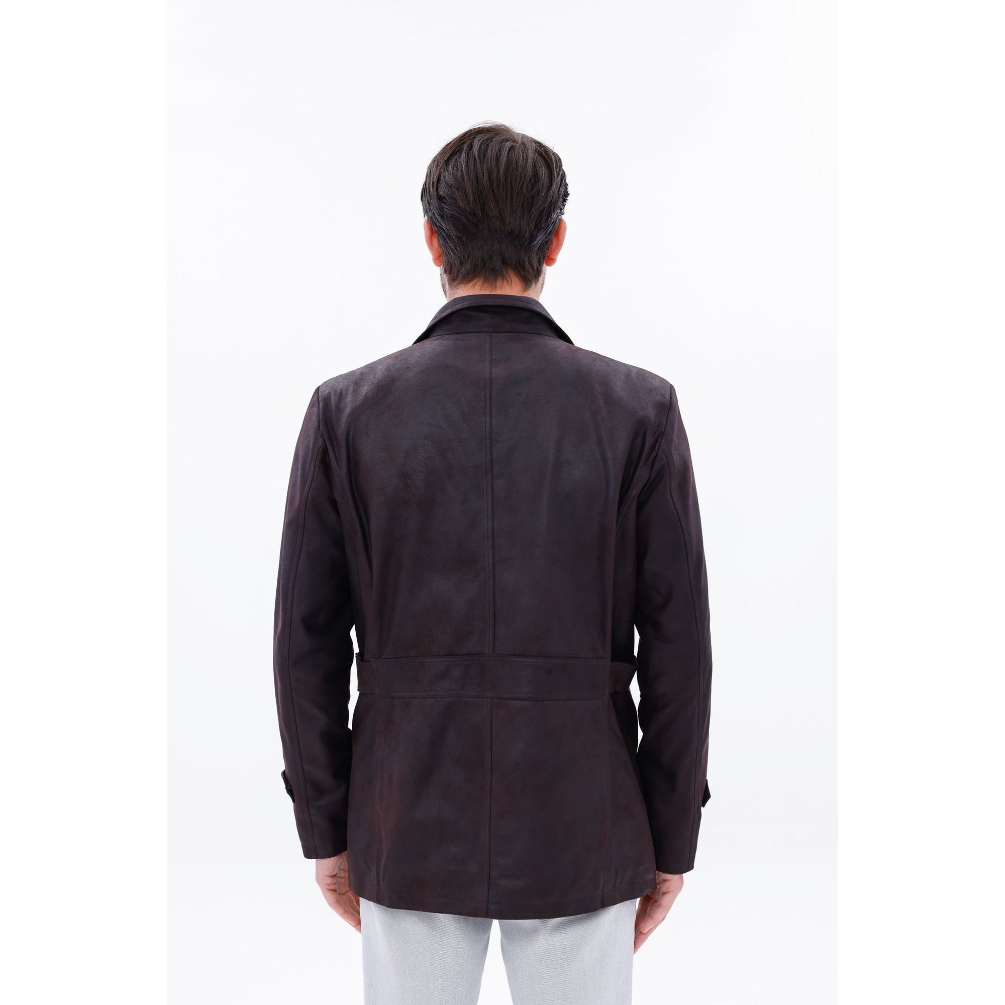 Vinci The Cremona Deep Brown Suede Leather Men Jacket