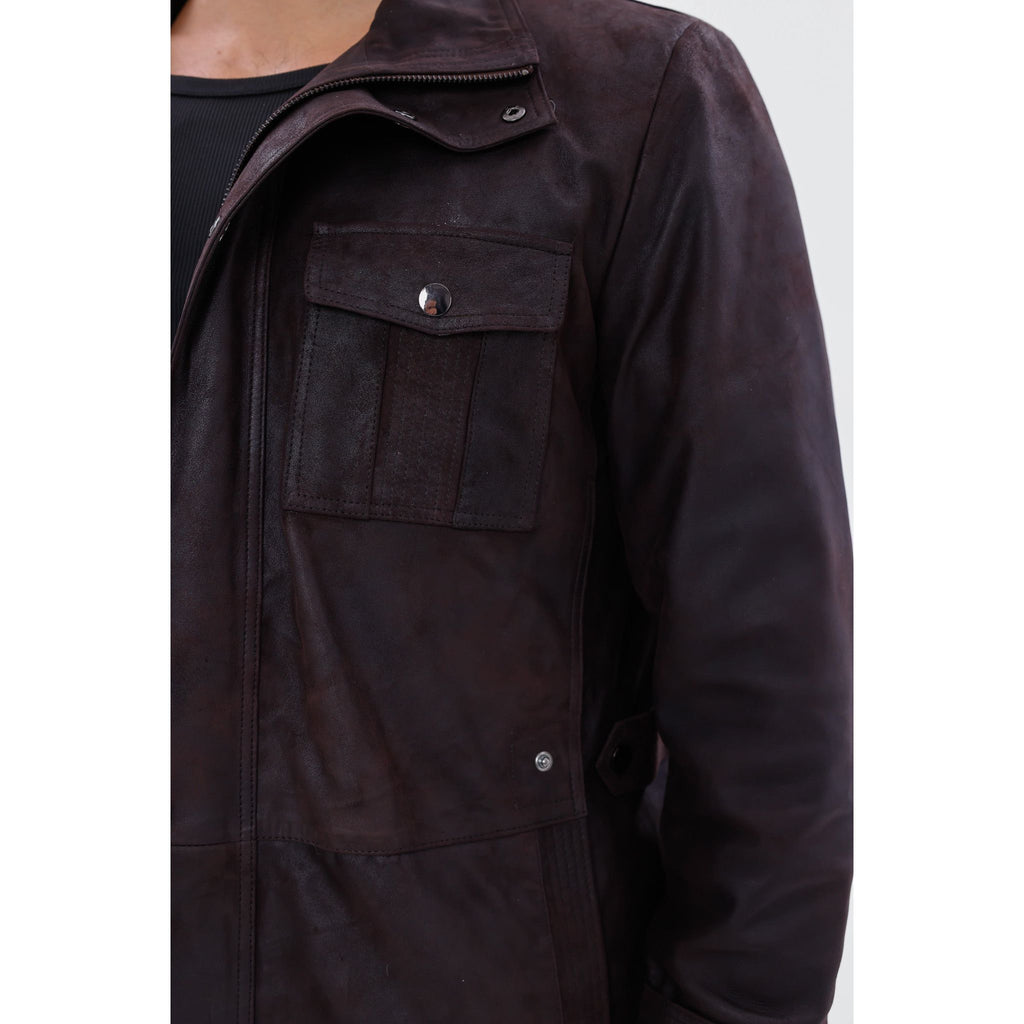 Vinci The Cremona Deep Brown Suede Leather Men Jacket