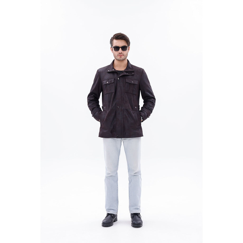Vinci The Cremona Deep Brown Suede Leather Men Jacket