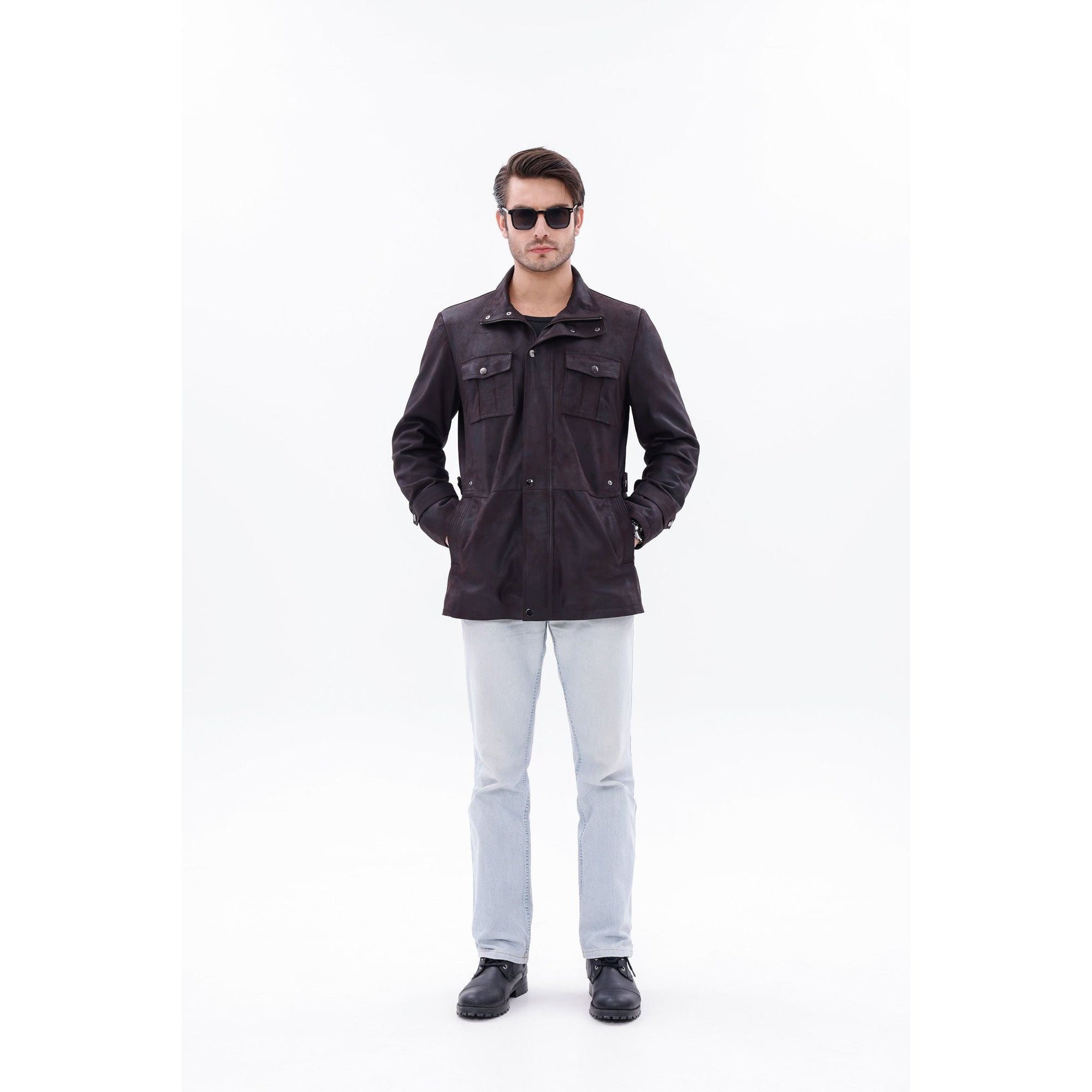 Vinci The Cremona Deep Brown Suede Leather Men Jacket