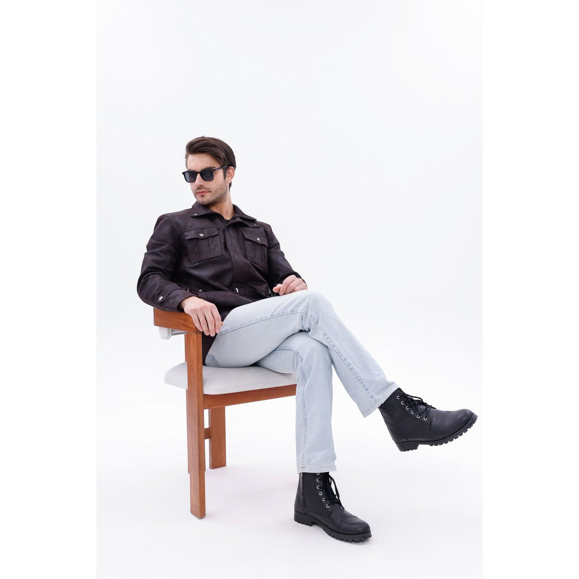 Vinci The Cremona Deep Brown Suede Leather Men Jacket