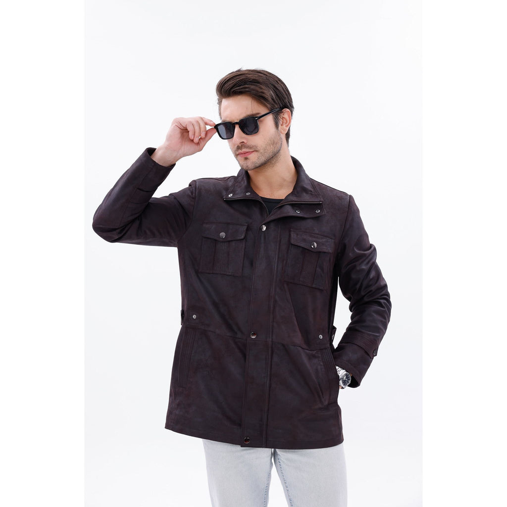 Vinci The Cremona Deep Brown Suede Leather Men Jacket