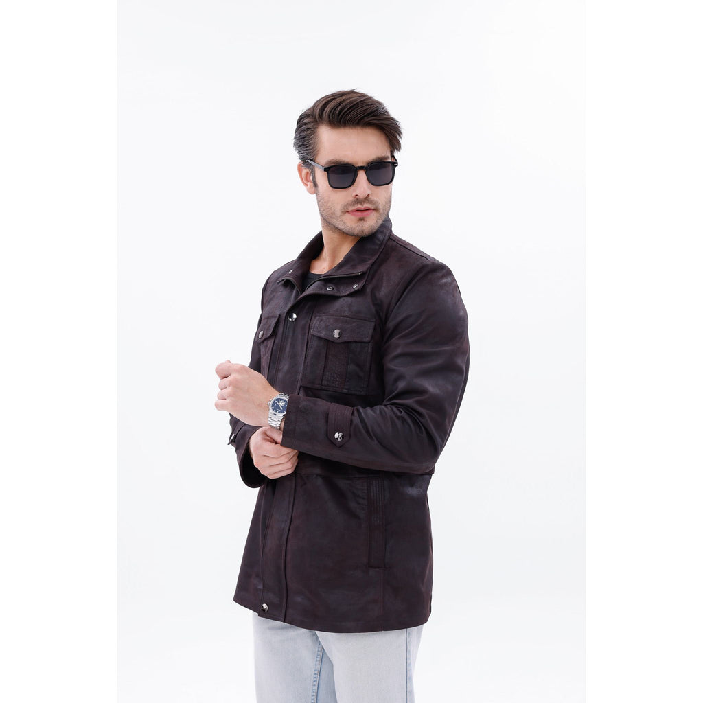 Vinci The Cremona Deep Brown Suede Leather Men Jacket
