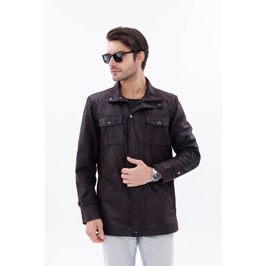 Vinci The Cremona Deep Brown Suede Leather Men Jacket