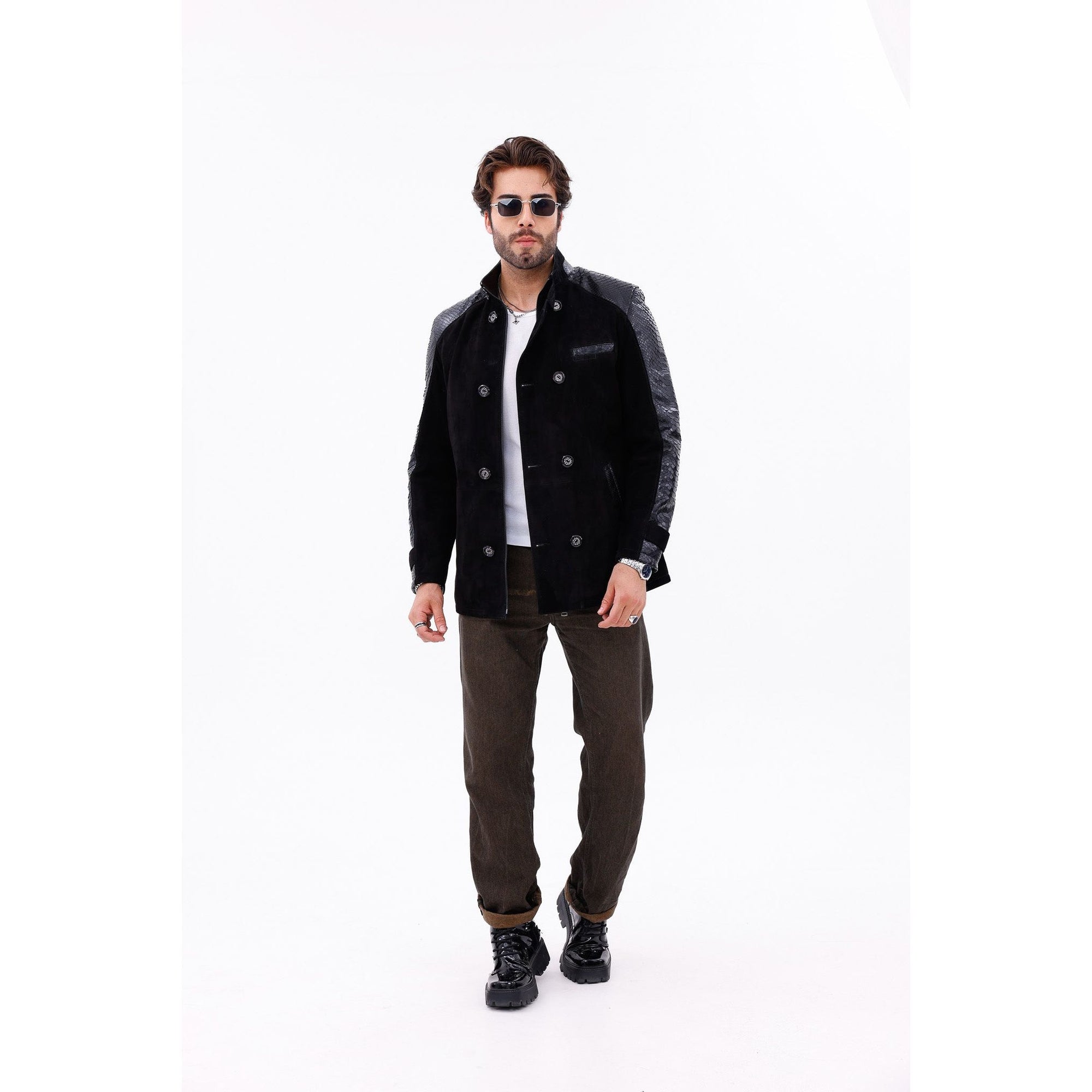 The Ravello Black Snake Leather Men Jacket