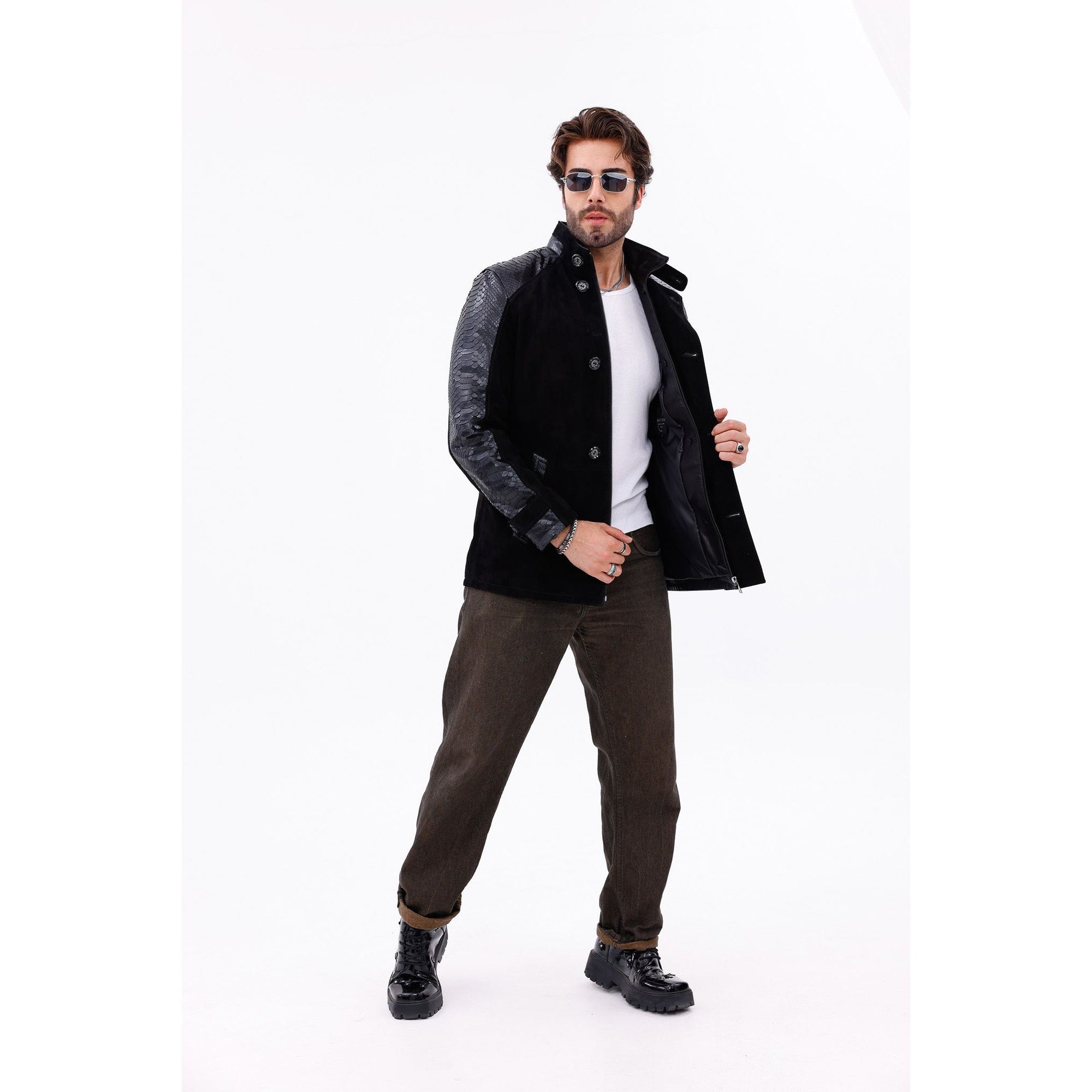The Ravello Black Snake Leather Men Jacket