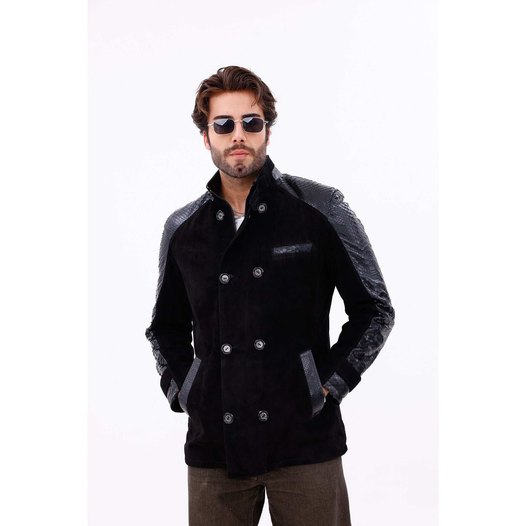 The Ravello Black Snake Leather Men Jacket