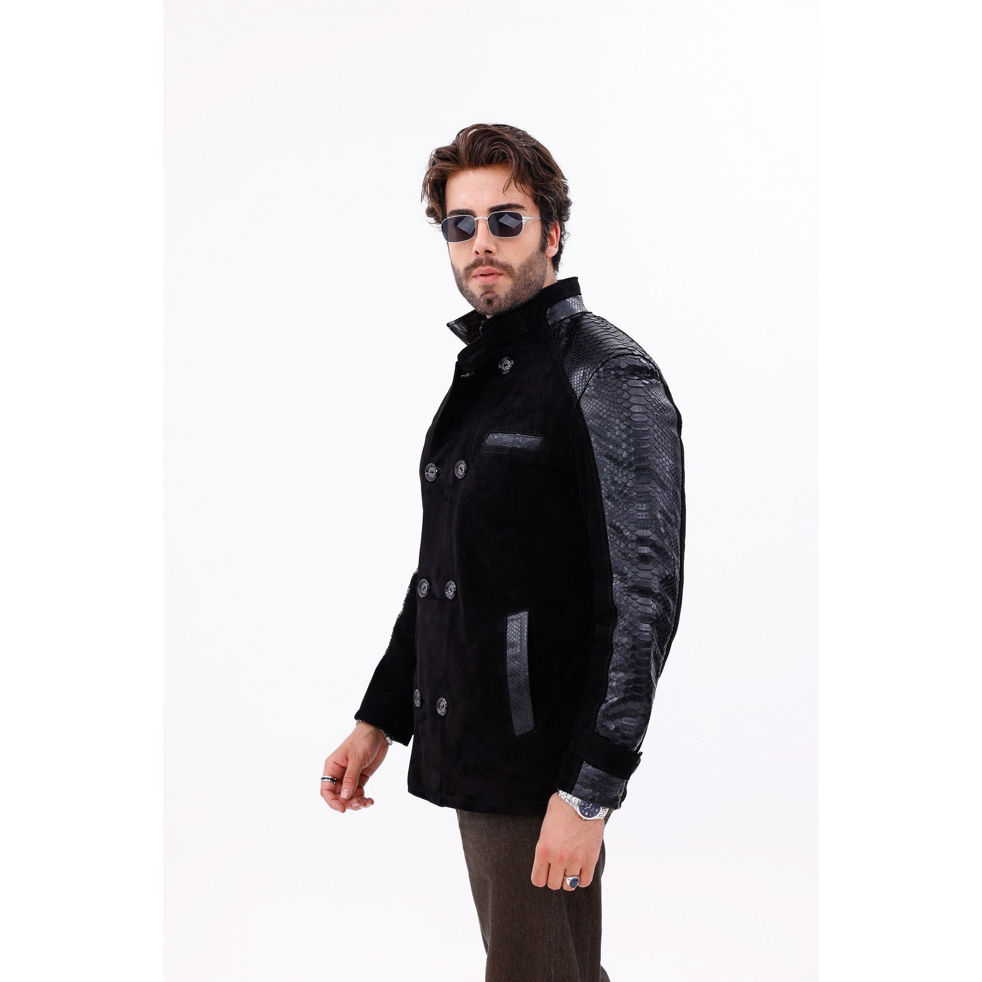 The Ravello Black Snake Leather Men Jacket