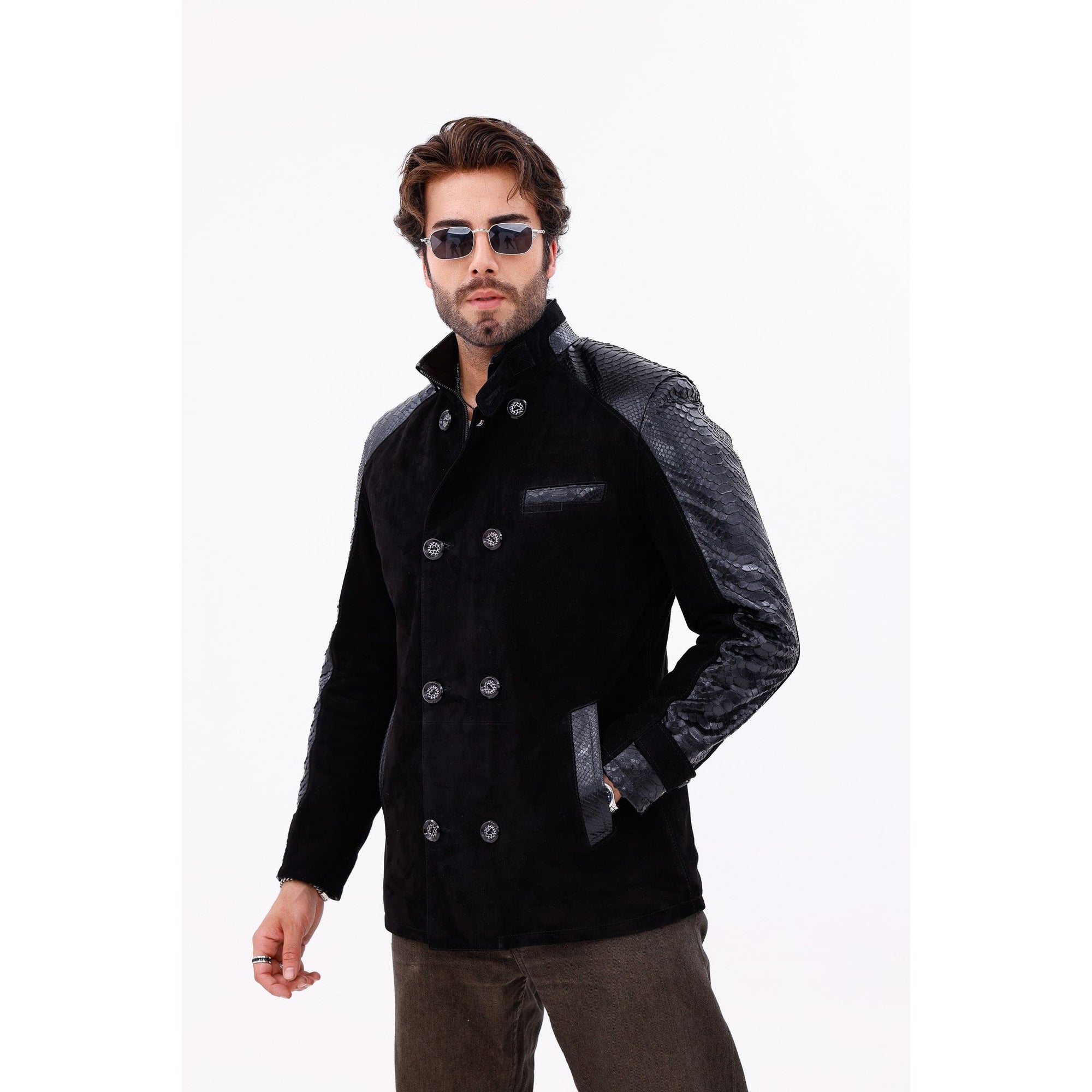The Ravello Black Snake Leather Men Jacket