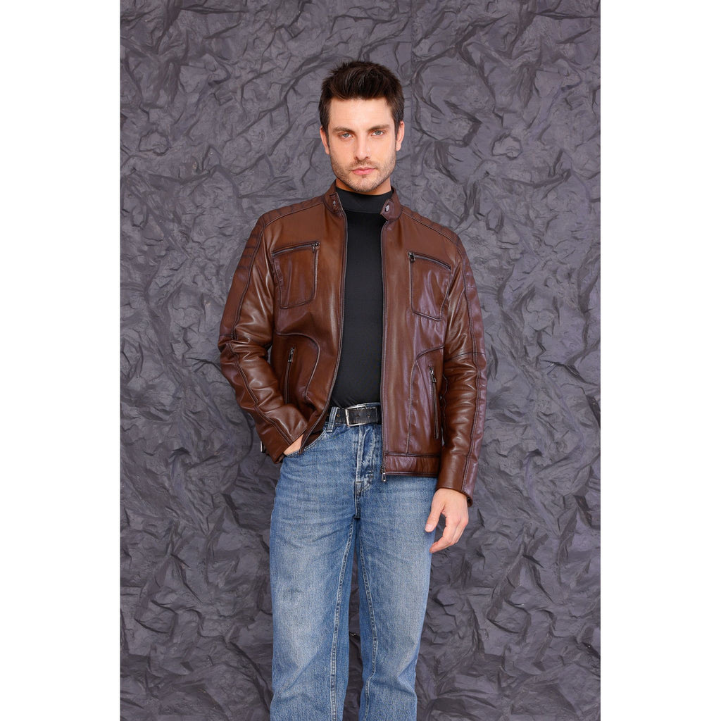 The Argento Brown Leather Jacket