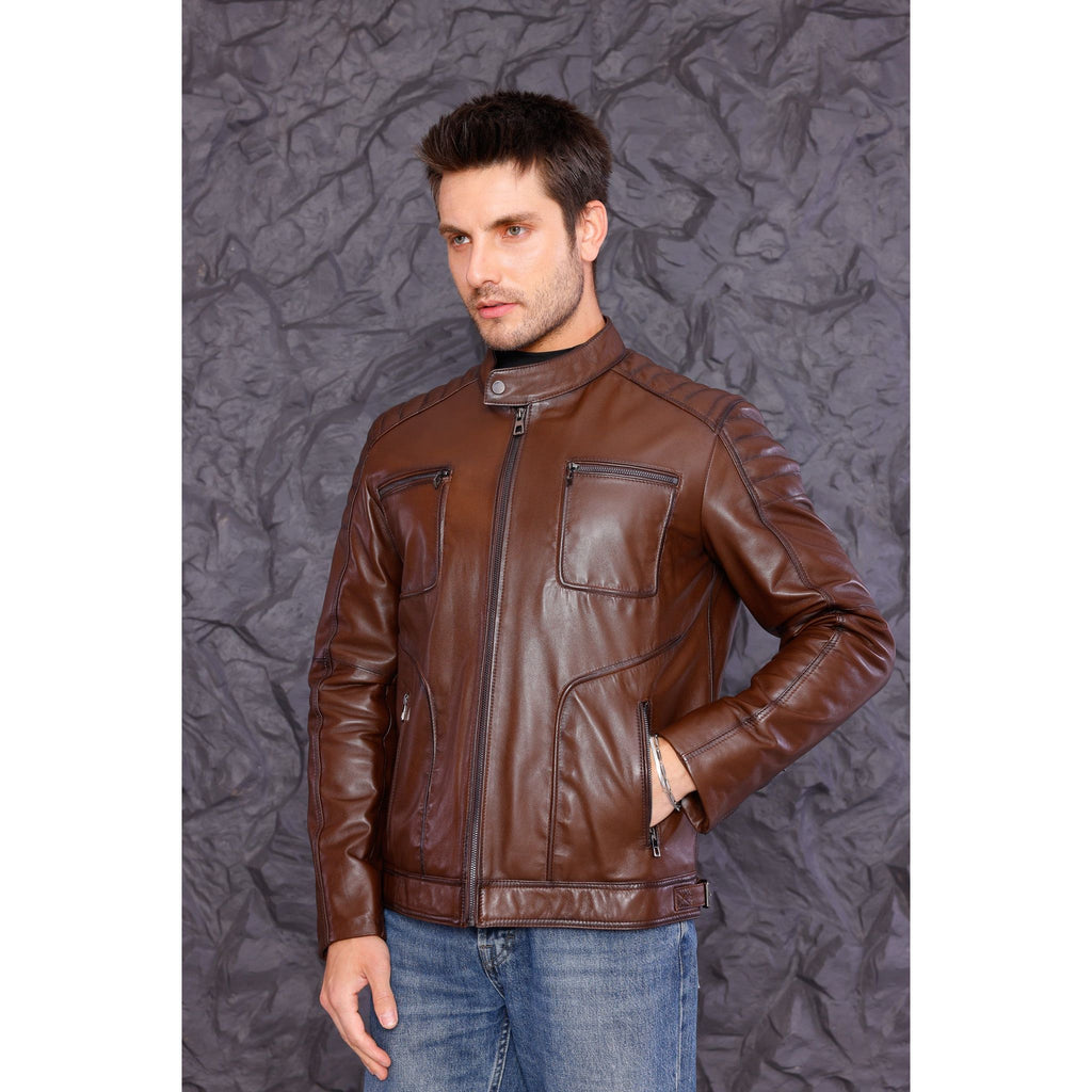 The Argento Brown Leather Jacket