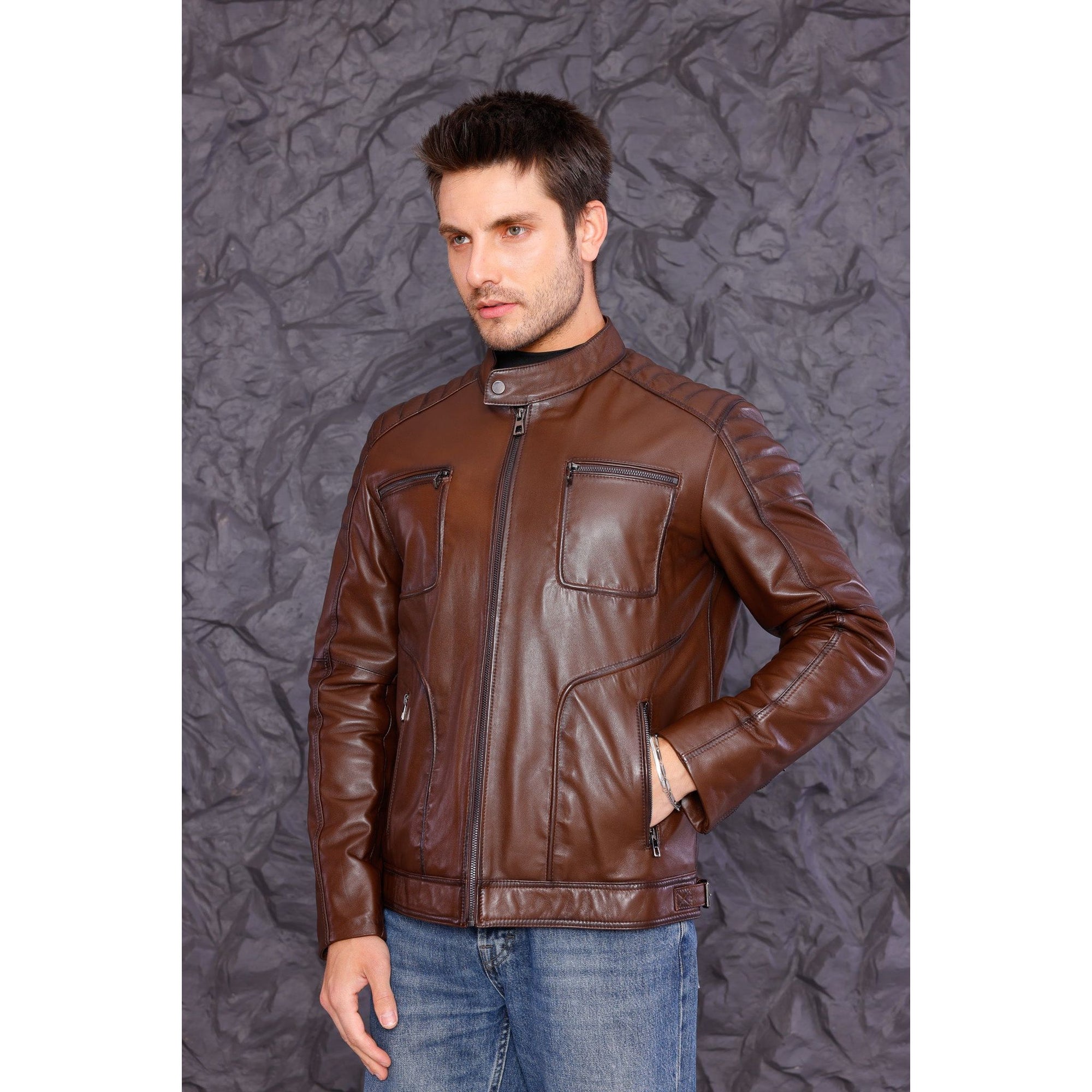 The Argento Brown Leather Jacket