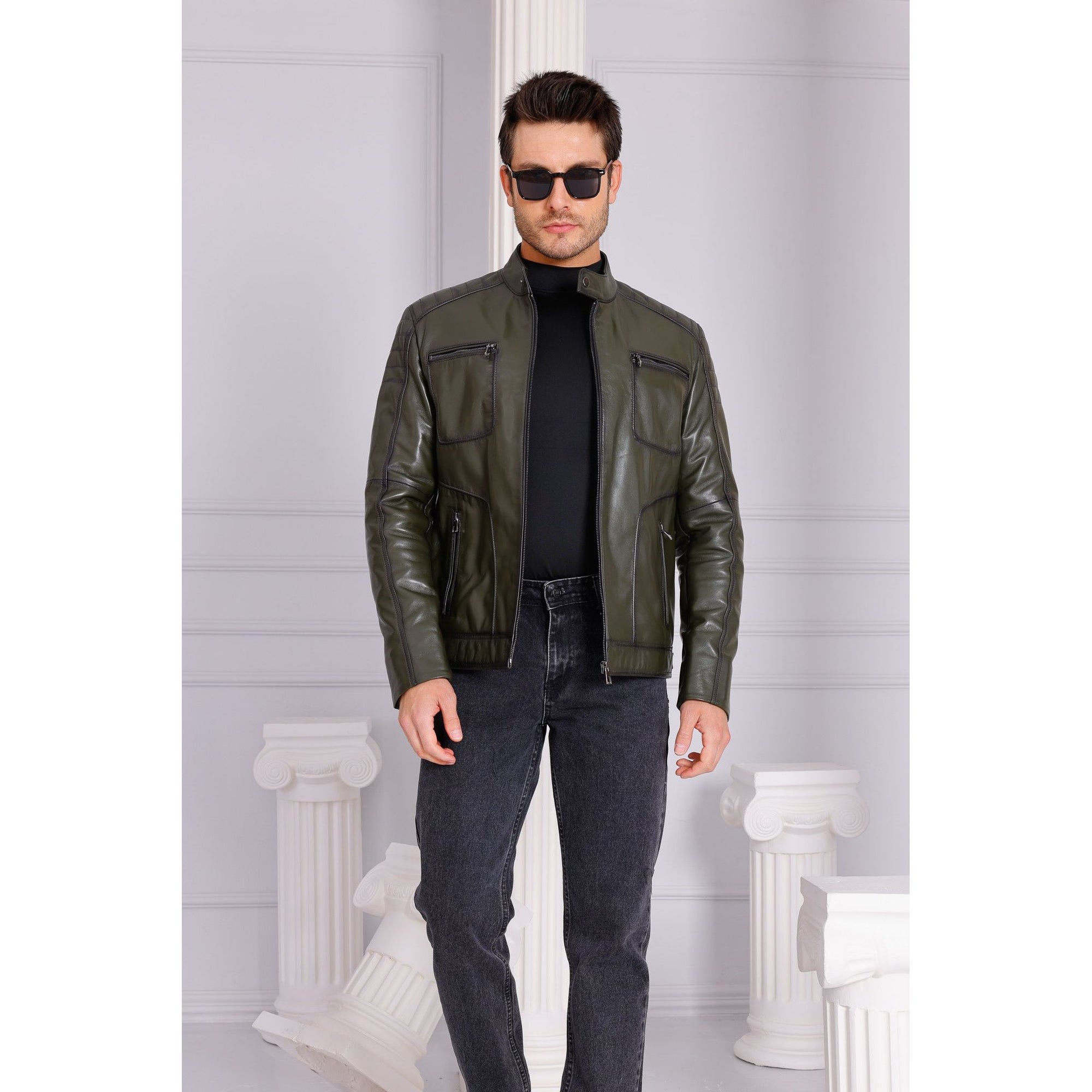 Vinci The Argento Green Leather Jacket