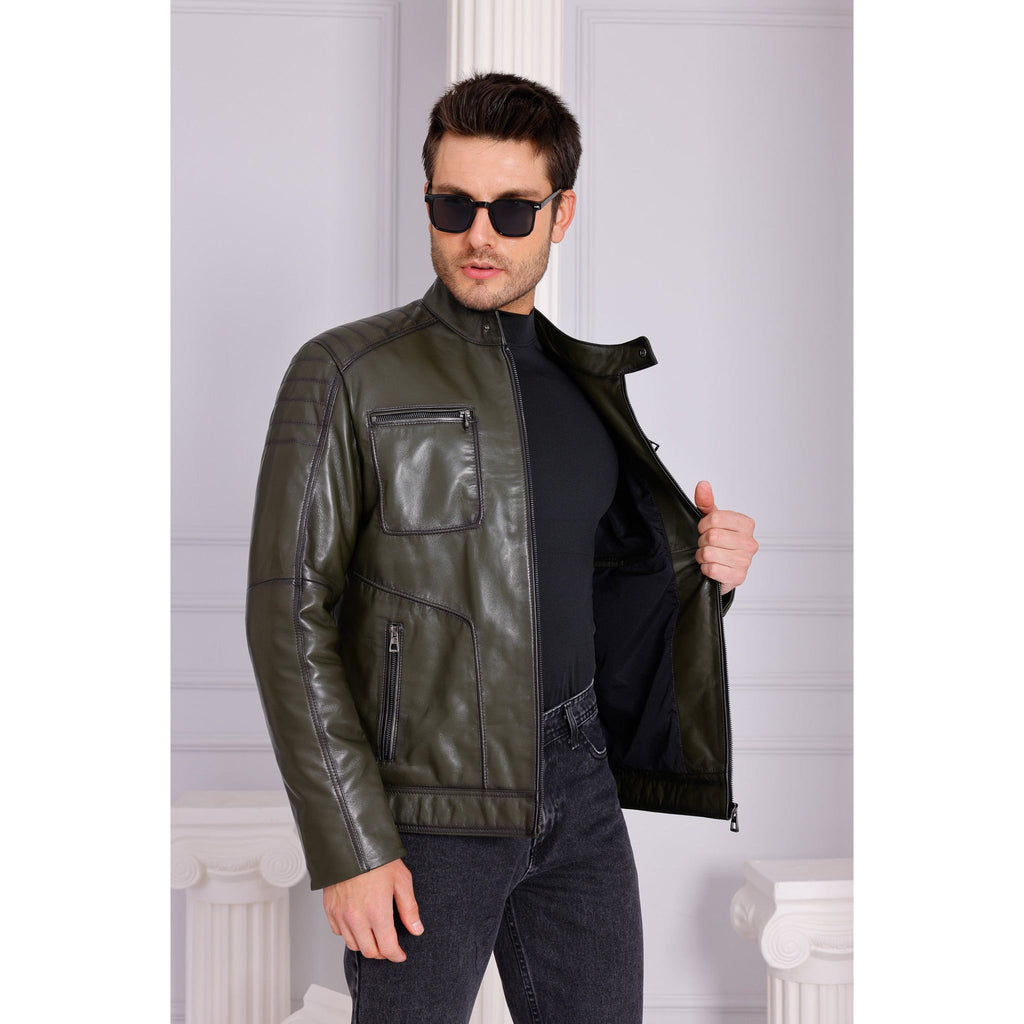 Vinci The Argento Green Leather Jacket