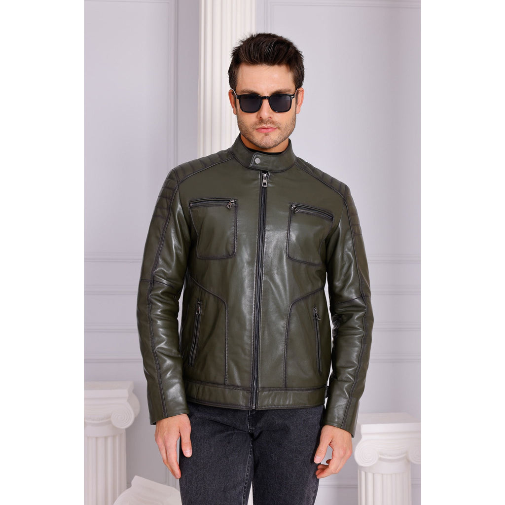 Vinci The Argento Green Leather Jacket