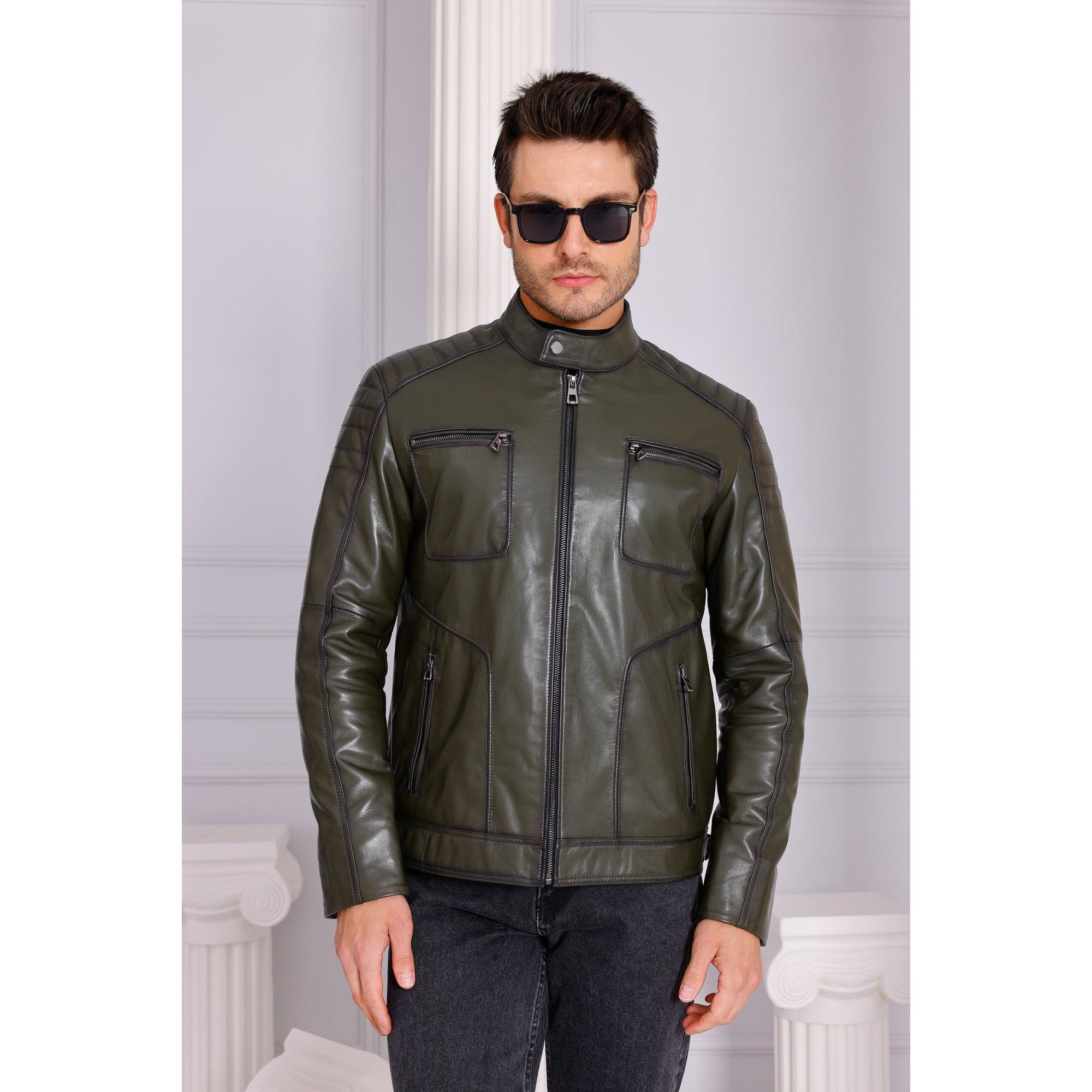 Vinci The Argento Green Leather Jacket