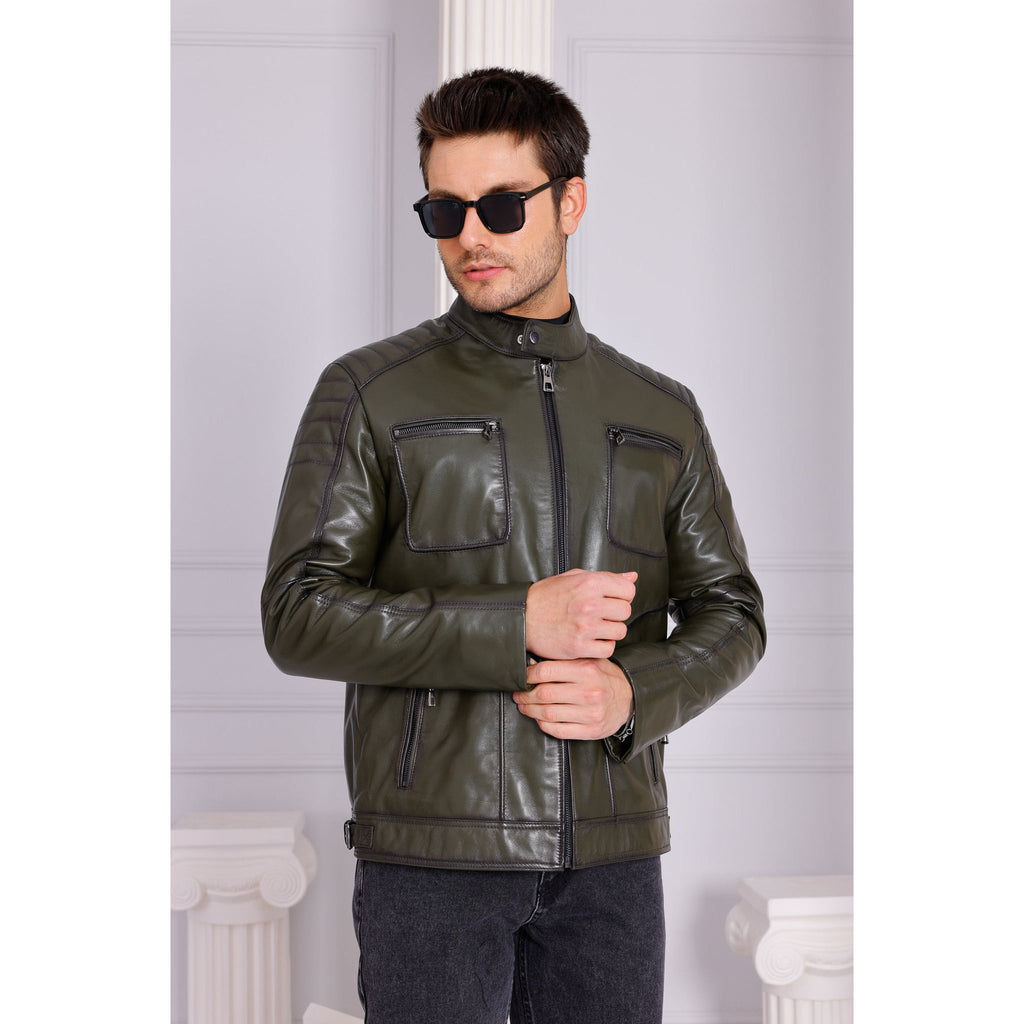 Vinci The Argento Green Leather Jacket