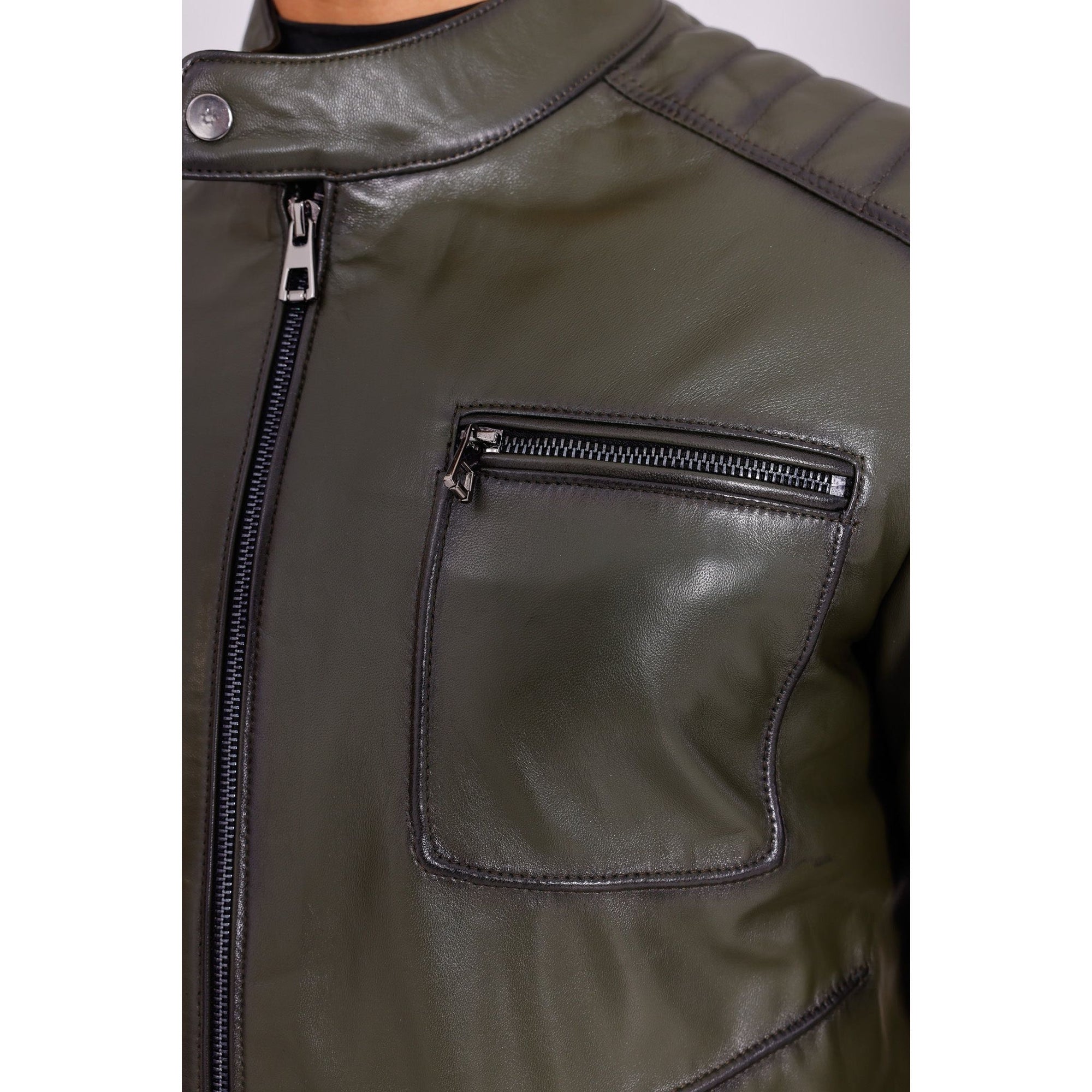 Vinci The Argento Green Leather Jacket