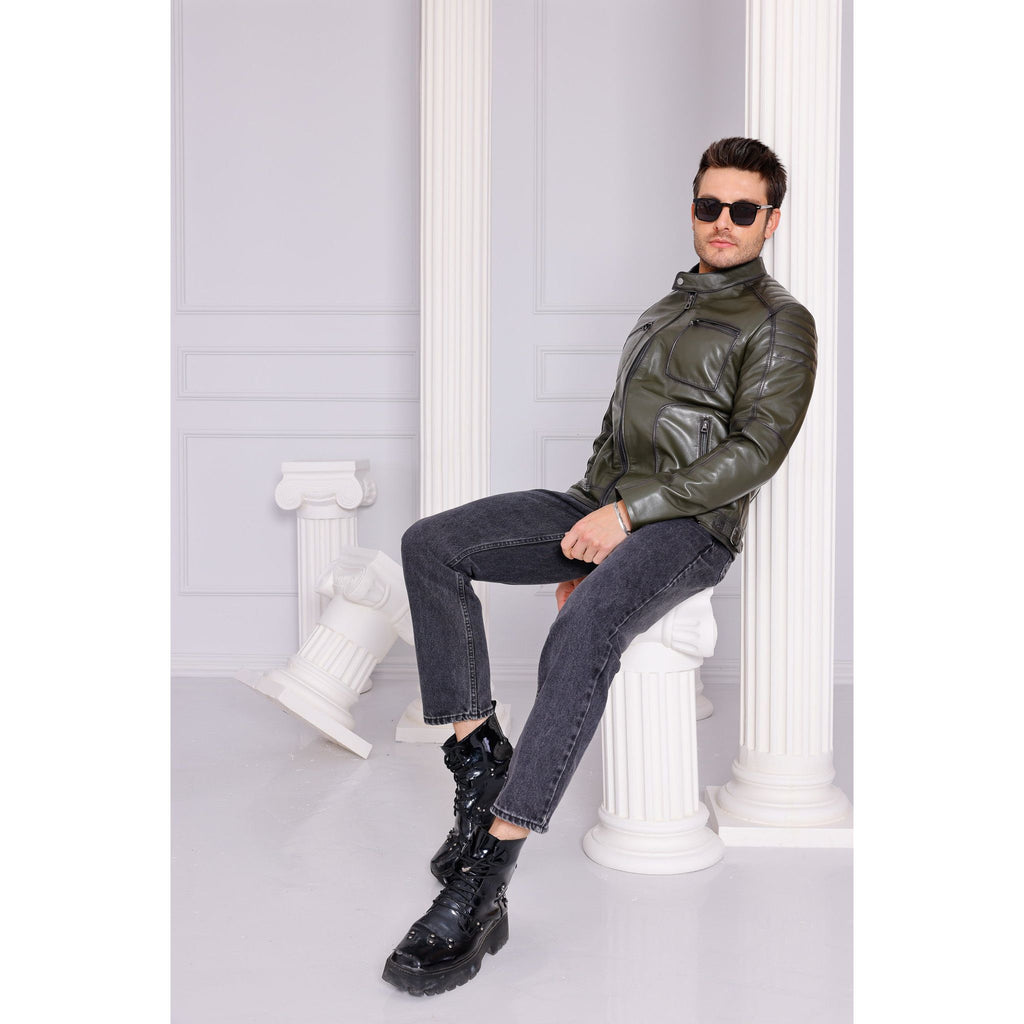 Vinci The Argento Green Leather Jacket