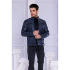 The Argento Navy Blue Leather Jacket