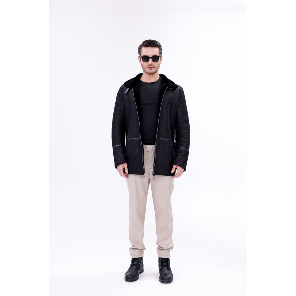 The Varese Black Shearling Men Jacket