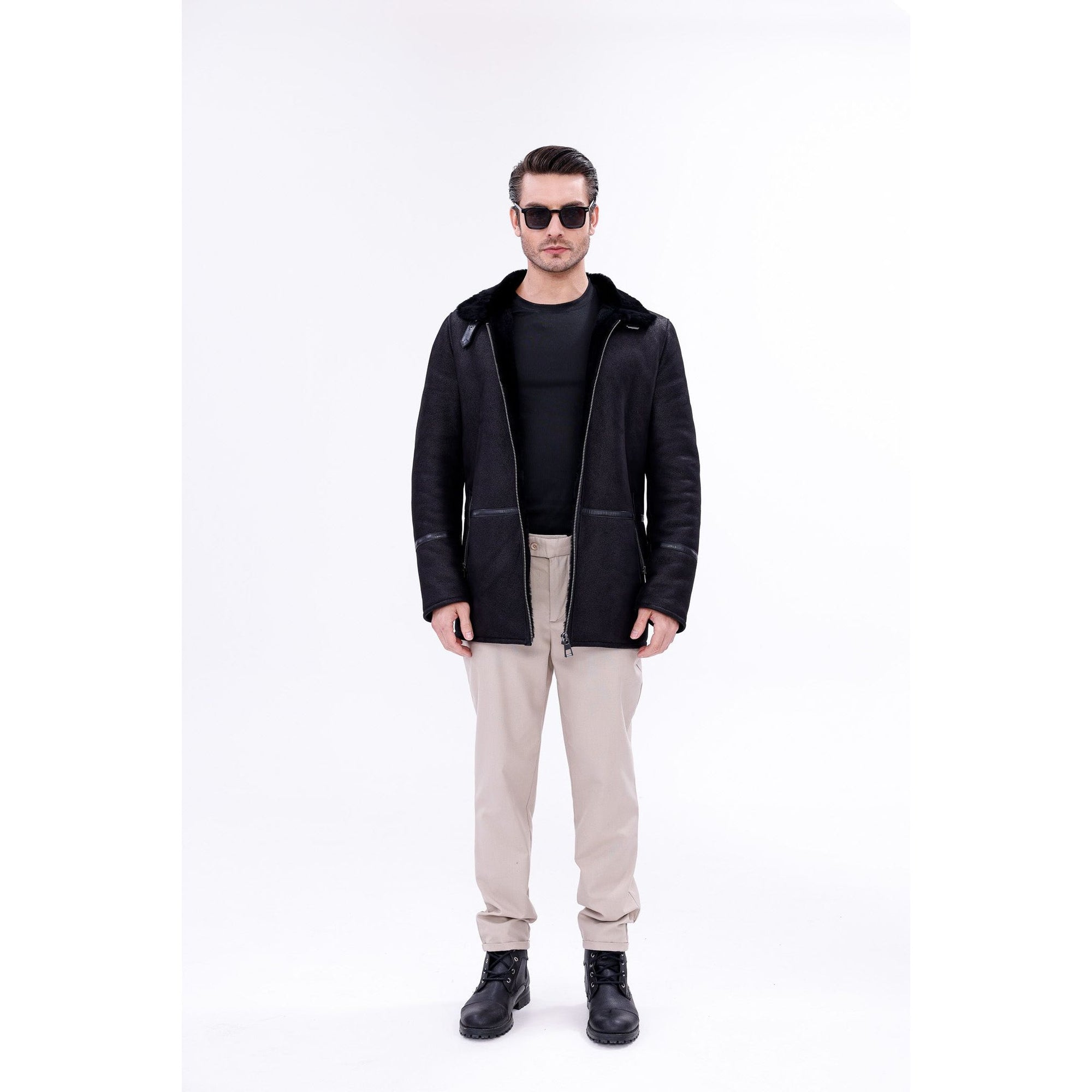 The Varese Black Shearling Men Jacket