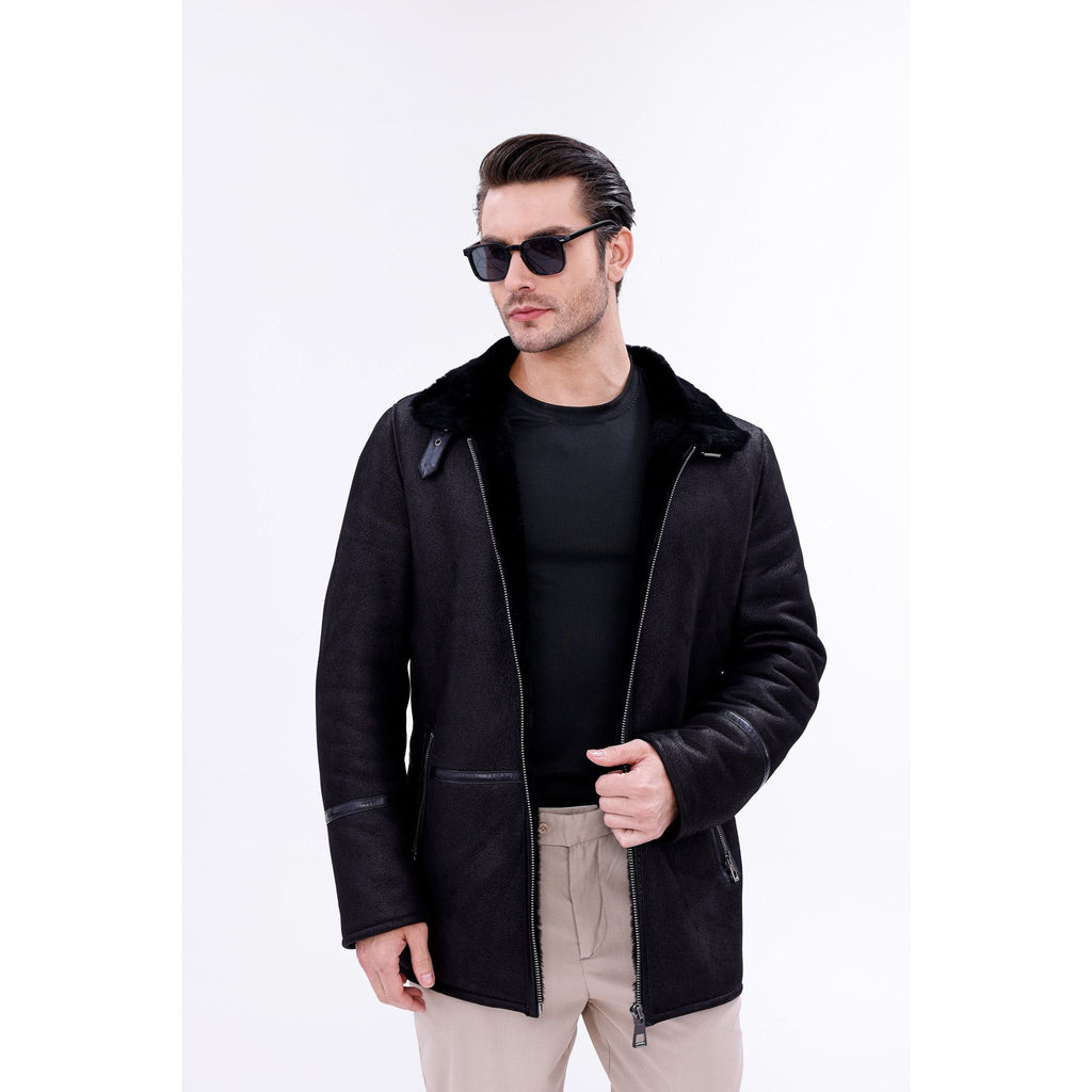 The Varese Black Shearling Men Jacket