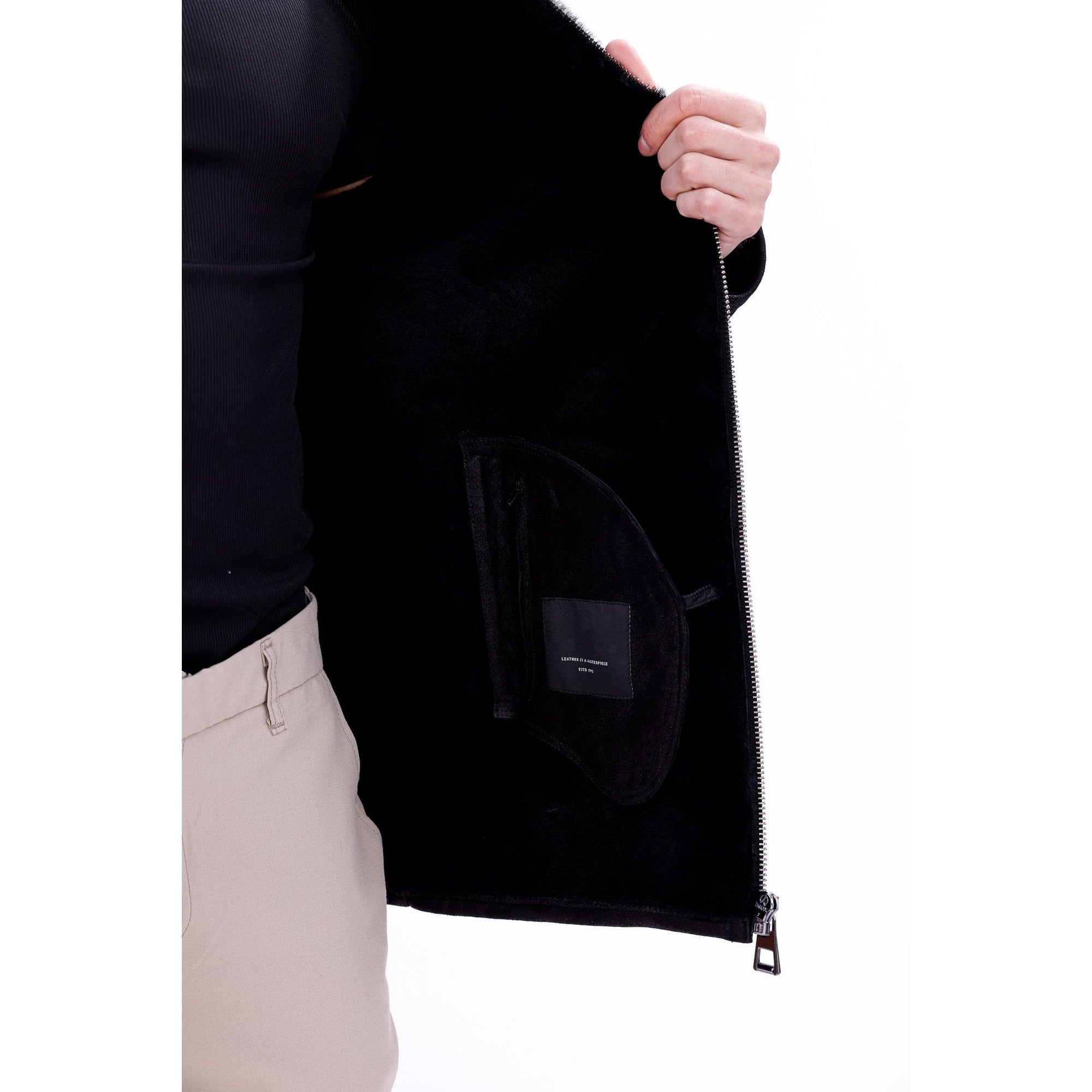 The Varese Black Shearling Men Jacket