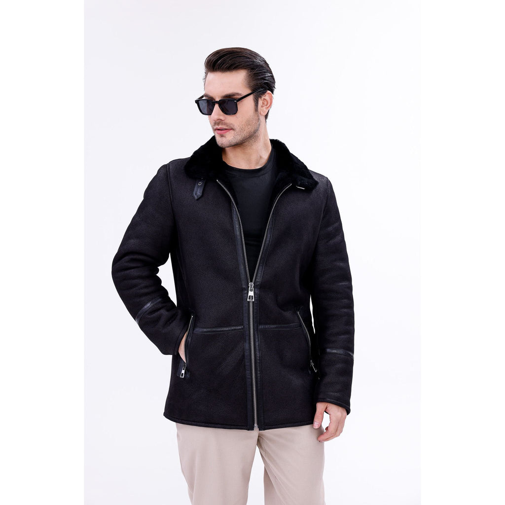 The Varese Black Shearling Men Jacket