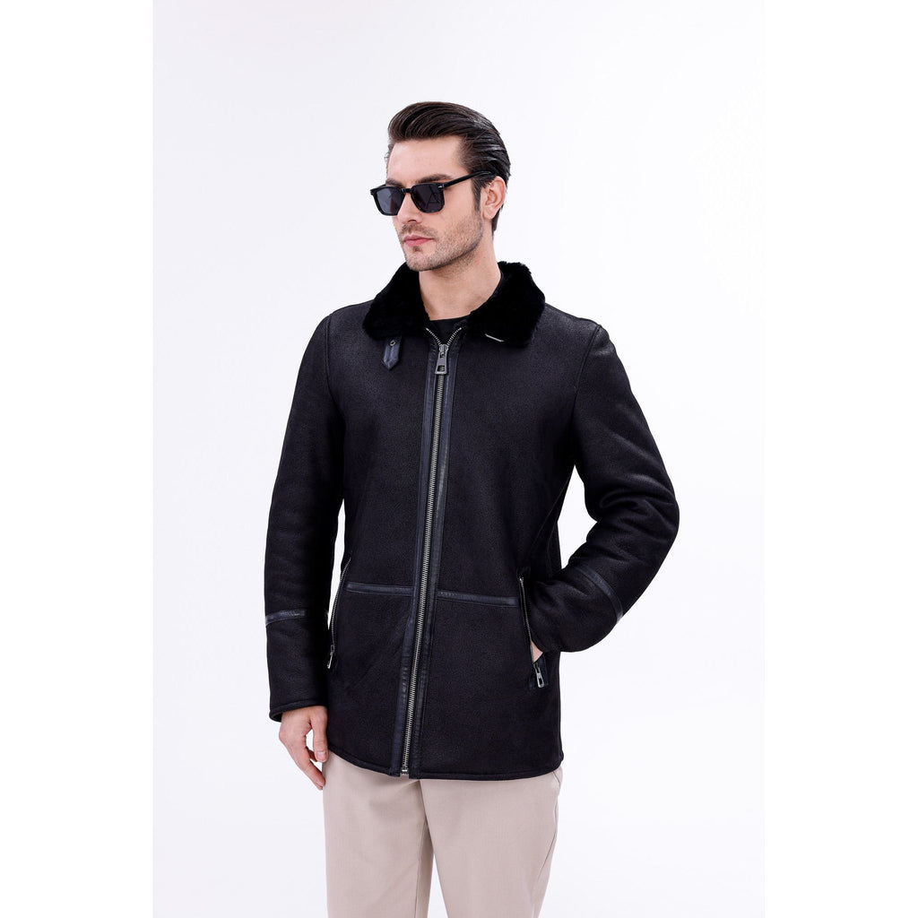 The Varese Black Shearling Men Jacket