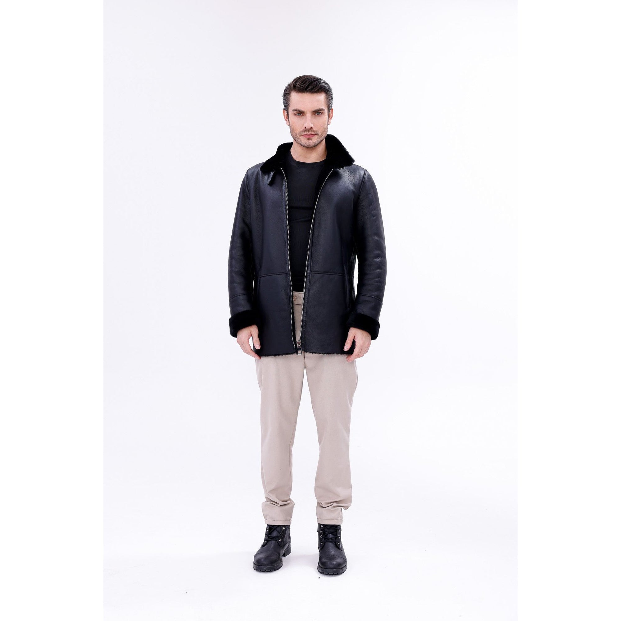 The Treviso Black Shearling Men Jacket